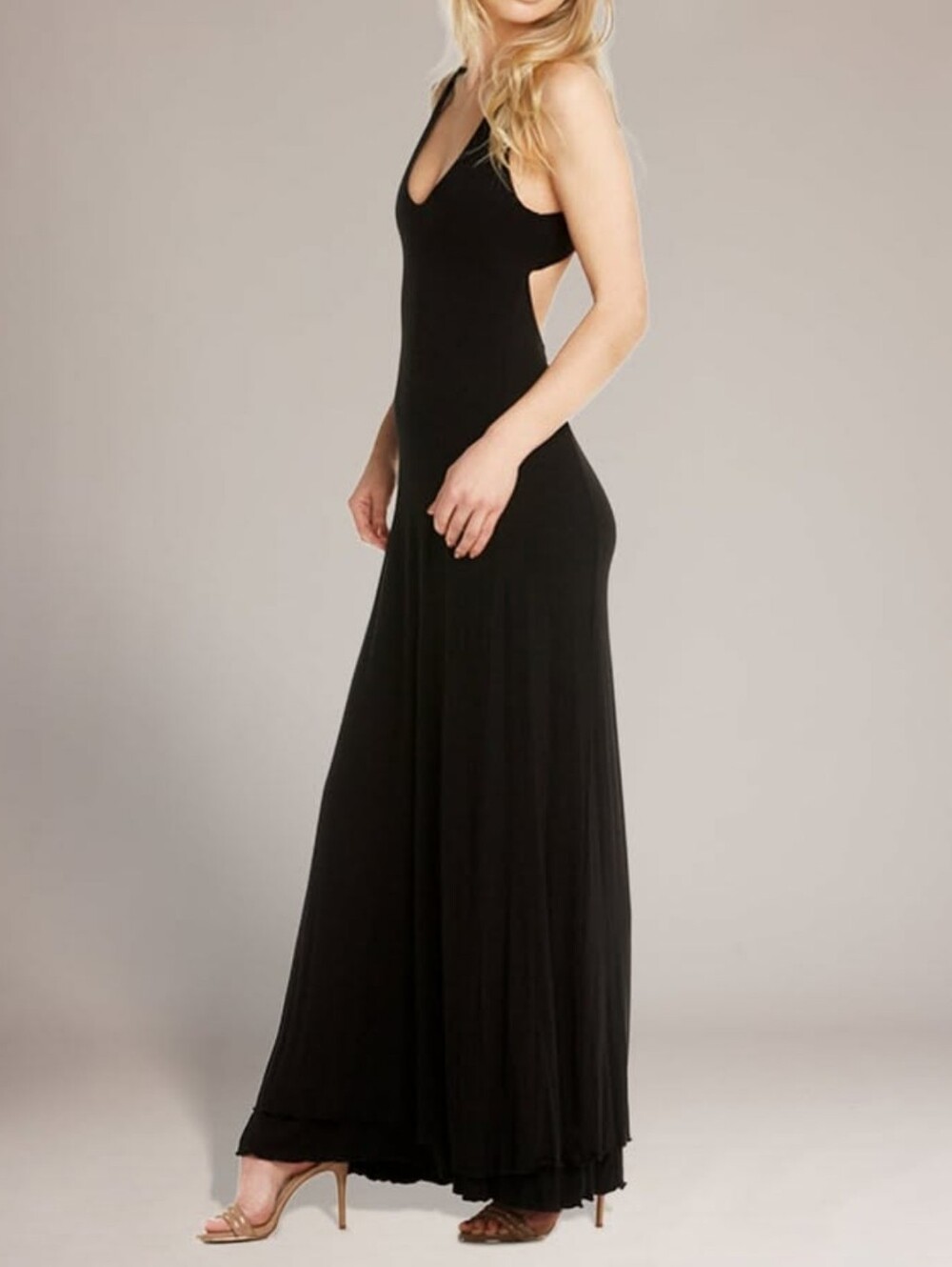 Sita Couture Chi Chi Black Maxi Dress - Classic V-Neck